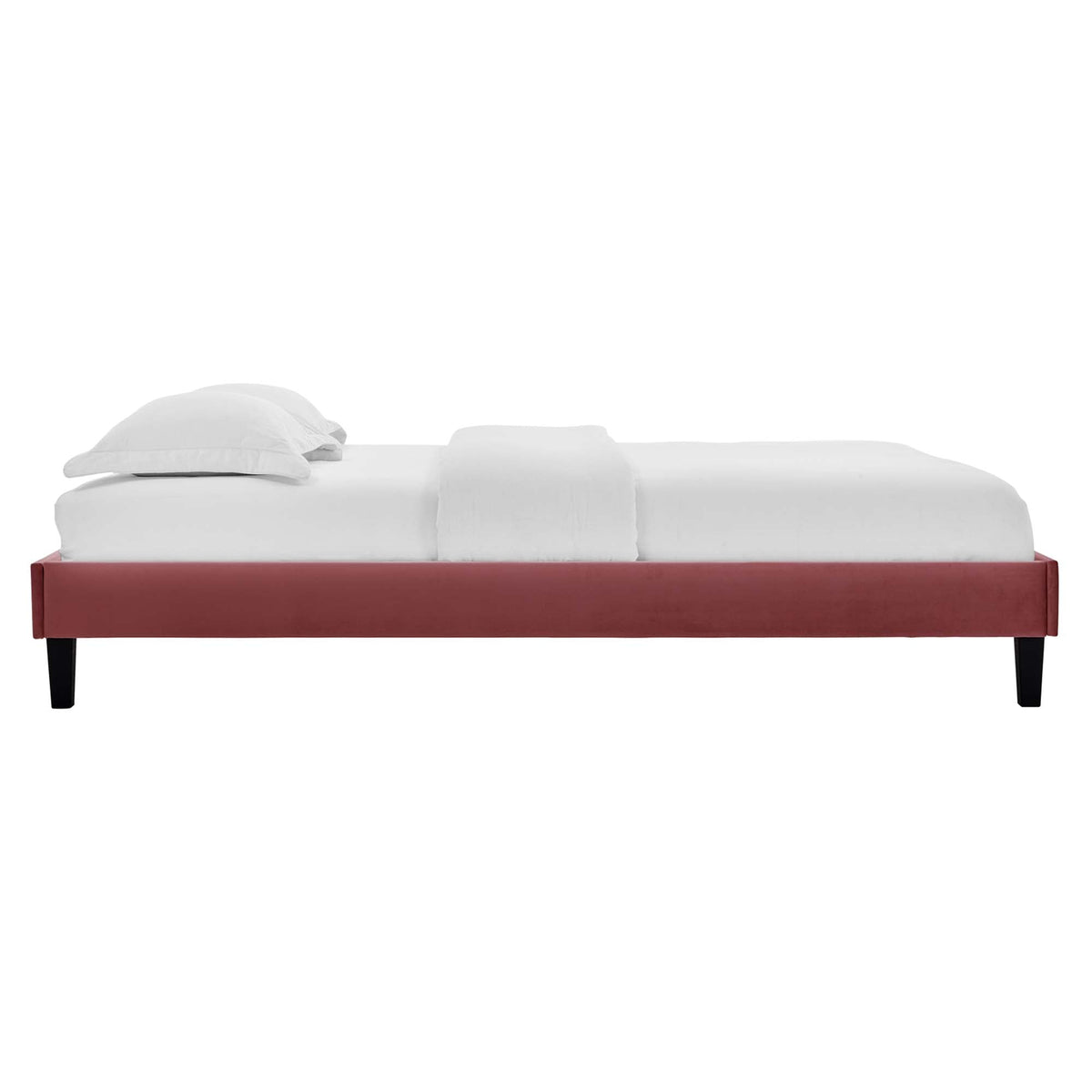 Alessi Performance Velvet Queen Platform Bed by Modway - Dusty Rose / White (MOD-6283)