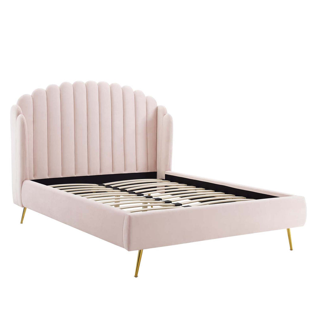 Lana Performance Velvet Queen Wingback Platform Bed by Modway
