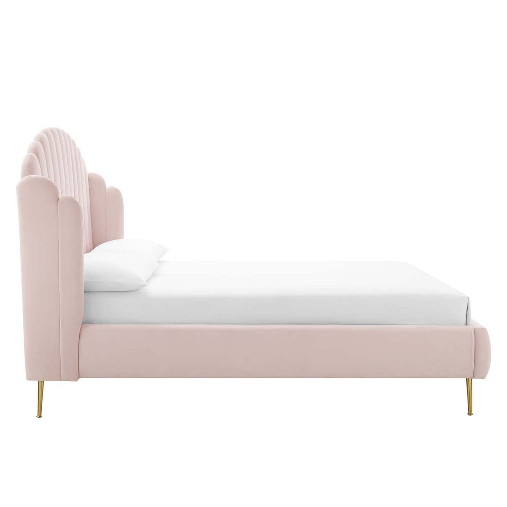 Lana Performance Velvet Queen Wingback Platform Bed by Modway