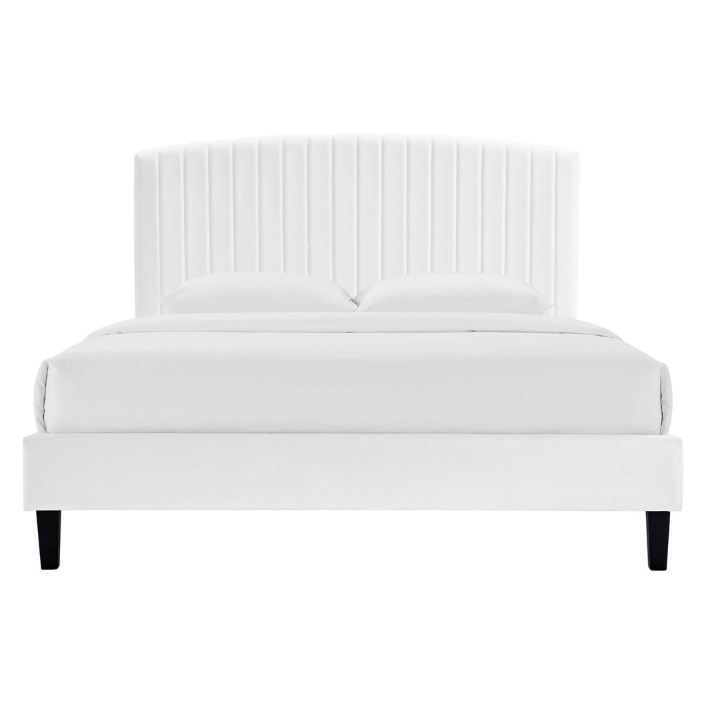 Alessi Performance Velvet Queen Platform Bed by Modway - Dusty Rose / White (MOD-6283)