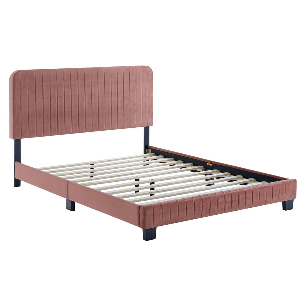 Celine Channel Tufted Performance Velvet Platform Bed by Modway