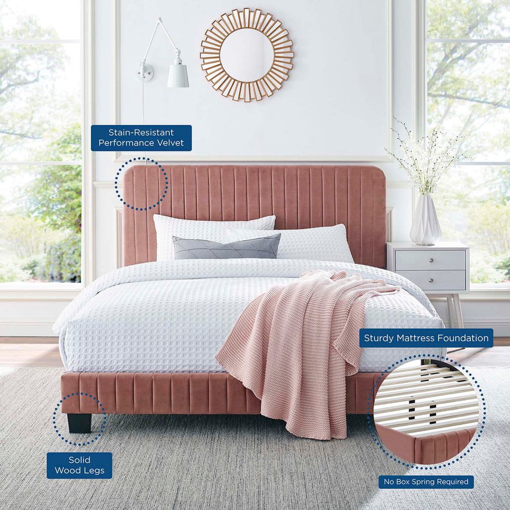 Celine Channel Tufted Performance Velvet Platform Bed by Modway