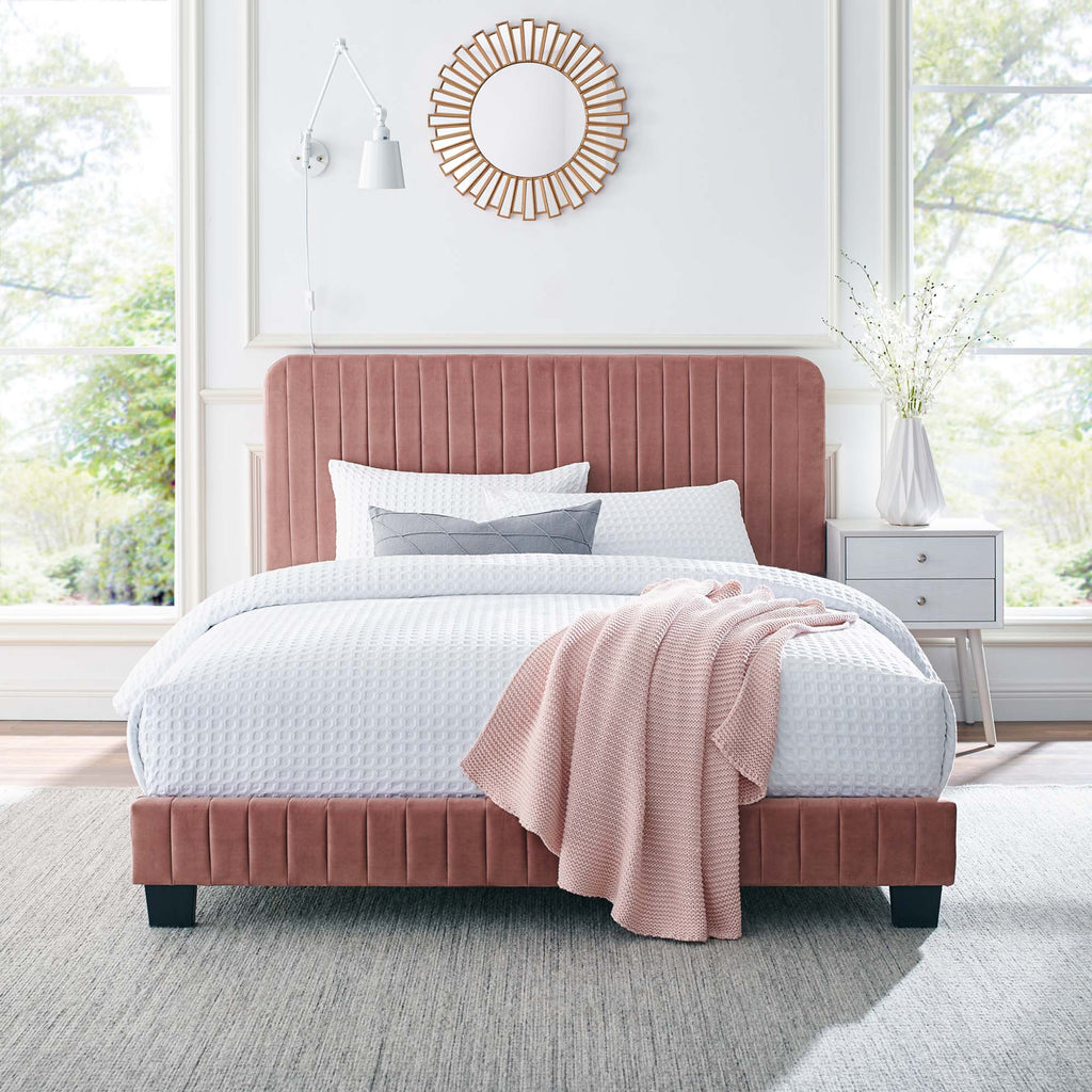 Celine Channel Tufted Performance Velvet Platform Bed by Modway