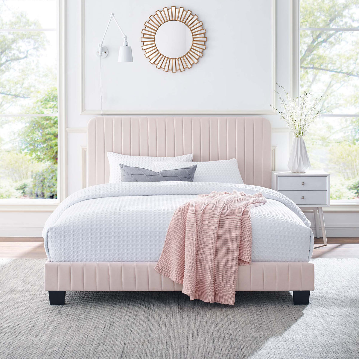Celine Channel Tufted Performance Velvet Platform Bed by Modway
