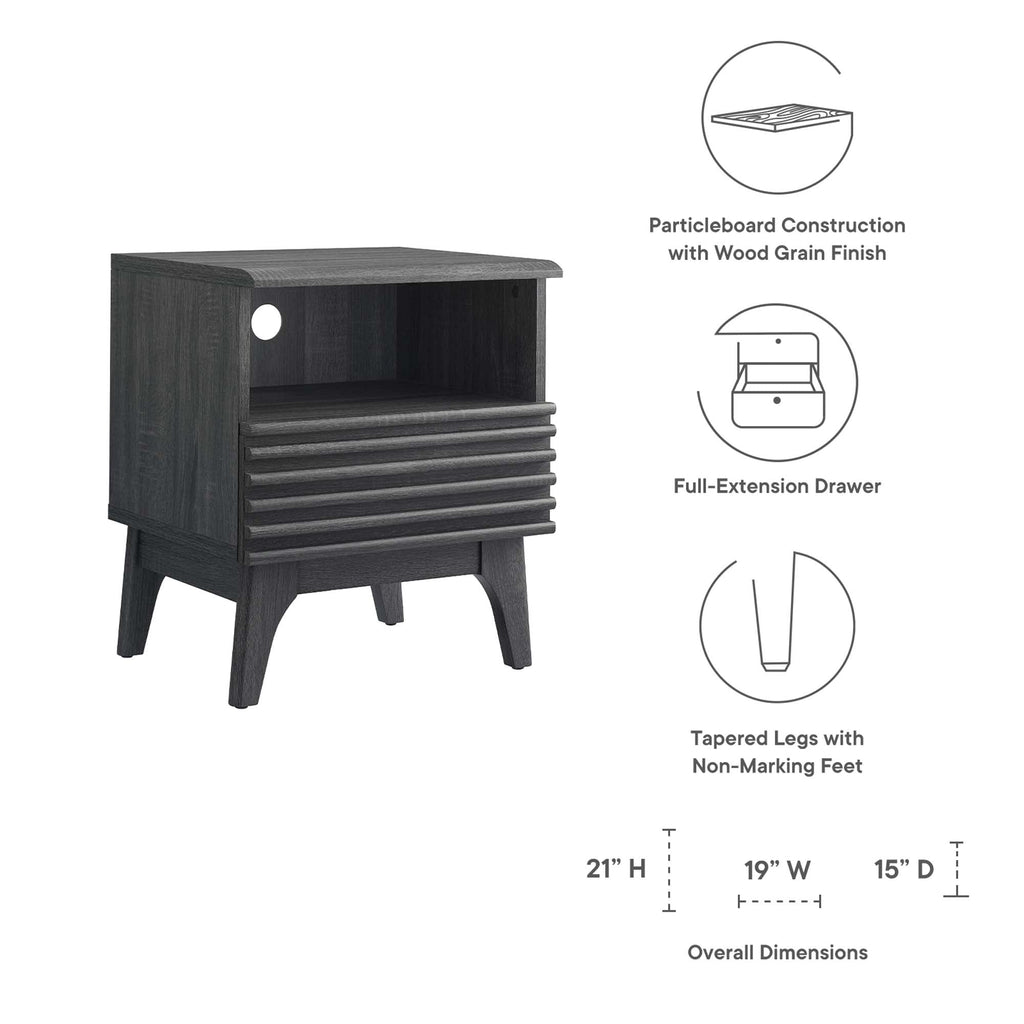 Render Nightstand by Modway - Charcoal / Oak / Walnut (MOD-7070)