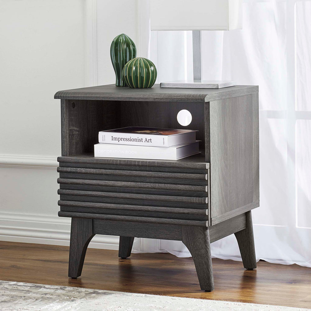 Render Nightstand by Modway - Charcoal / Oak / Walnut (MOD-7070)