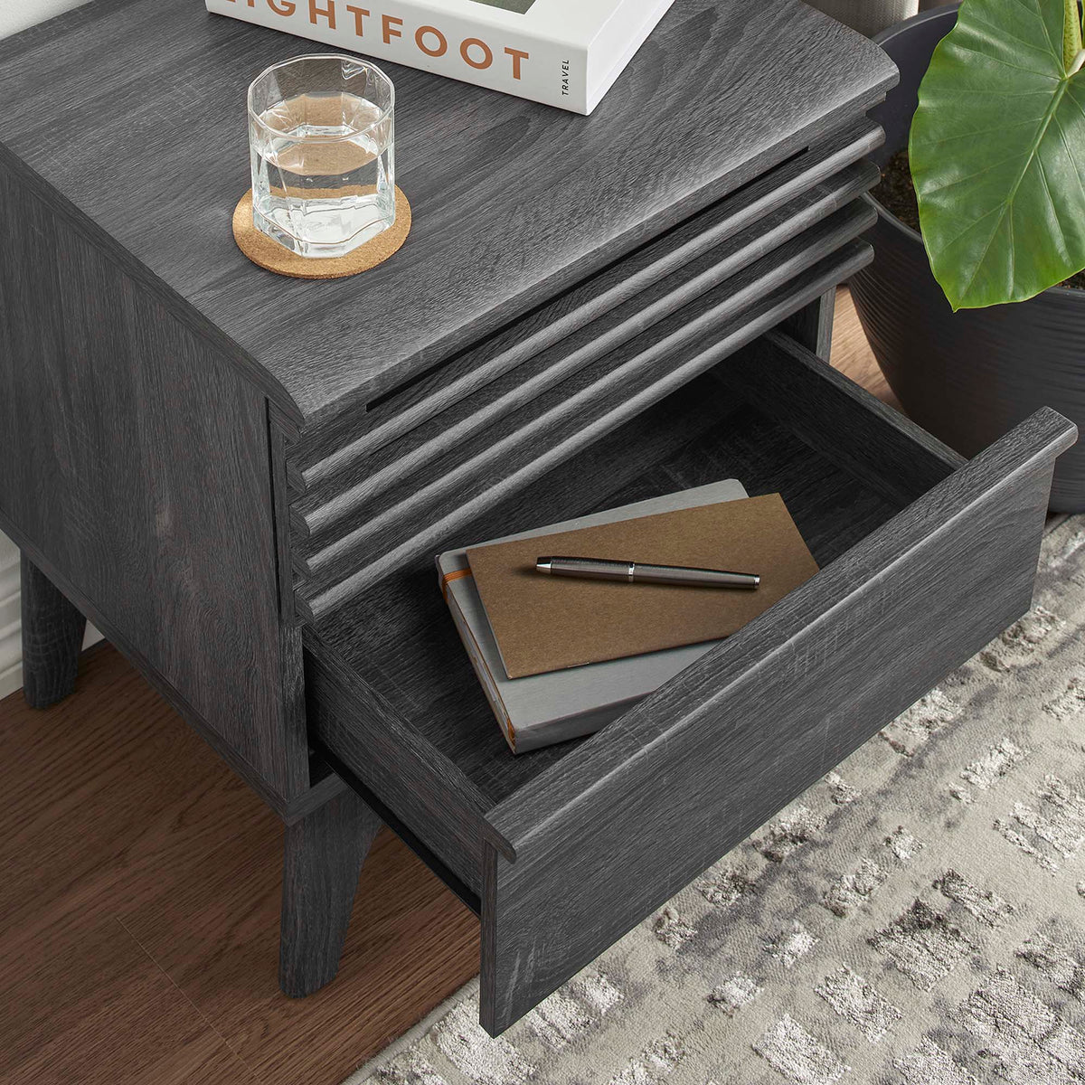 Render Nightstand by Modway - Charcoal / Oak / Walnut (MOD-7071)