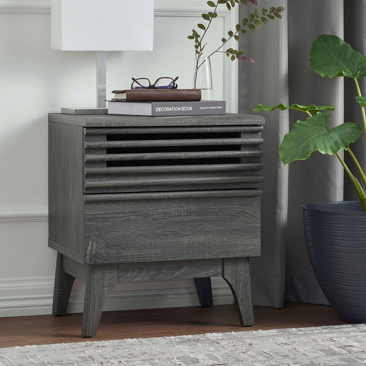 Render Nightstand by Modway - Charcoal / Oak / Walnut (MOD-7071)