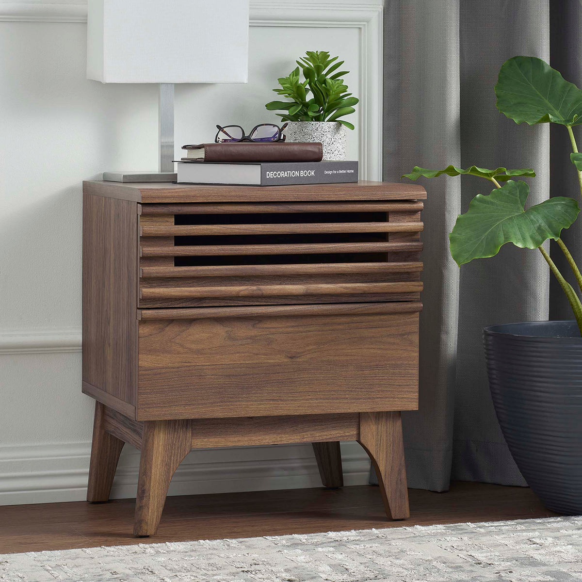 Render Nightstand by Modway - Charcoal / Oak / Walnut (MOD-7071)
