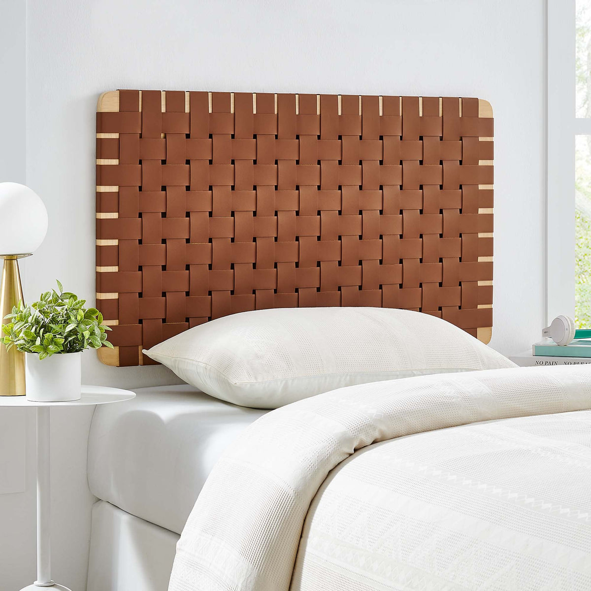 Sparta Weave Wall-Mount Vegan Leather Headboard by Modway