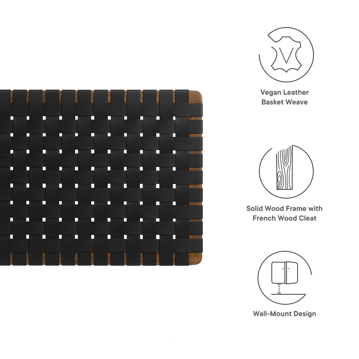 Sparta Weave Wall-Mount Vegan Leather Headboard by Modway