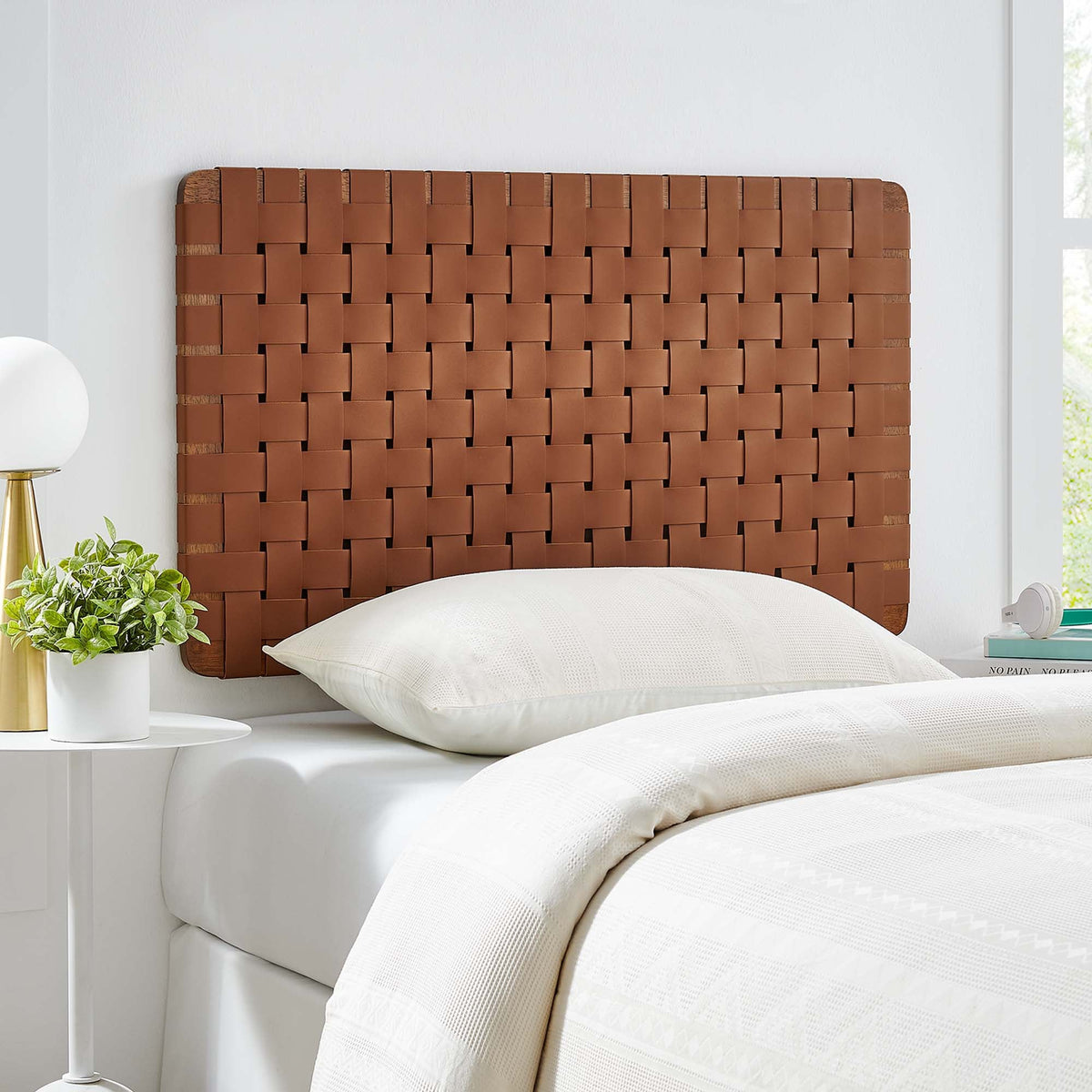 Sparta Weave Wall-Mount Vegan Leather Headboard by Modway