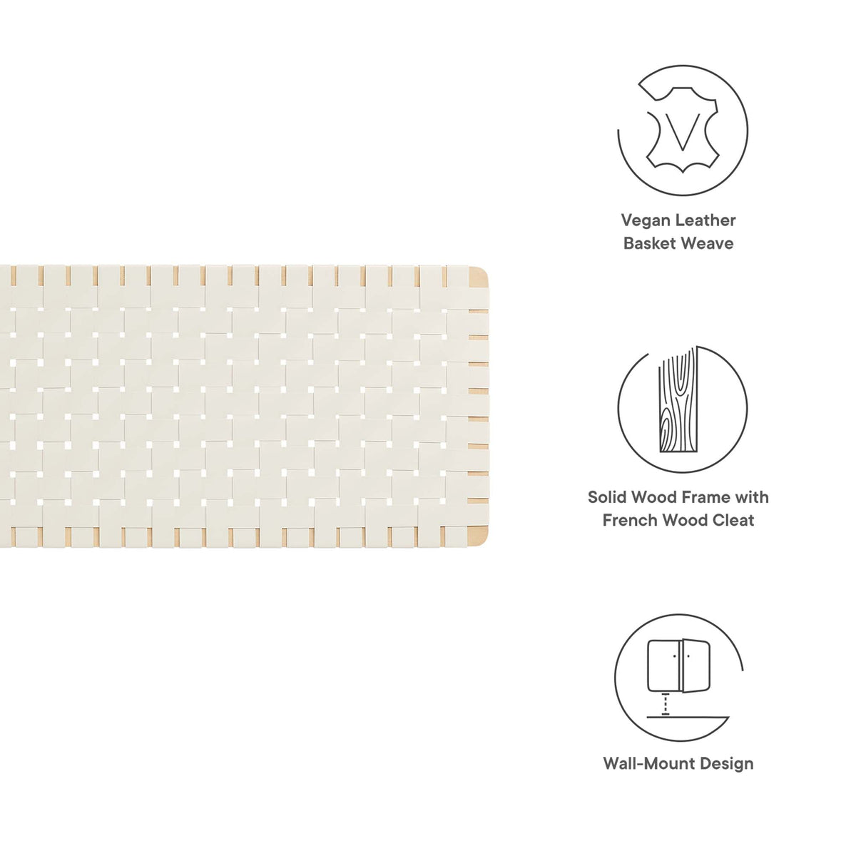 Sparta Weave Wall-Mount Vegan Leather Headboard by Modway