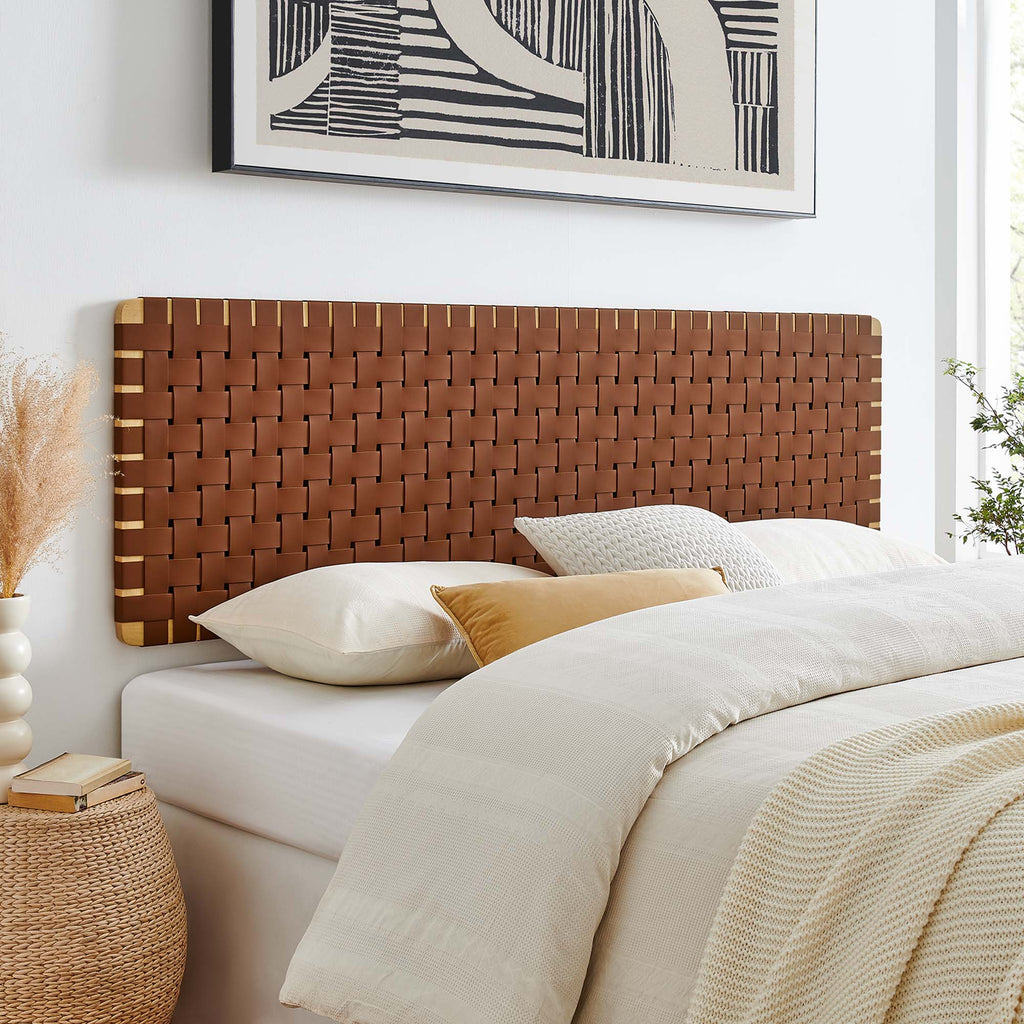Sparta Weave Wall-Mount Vegan Leather Headboard by Modway