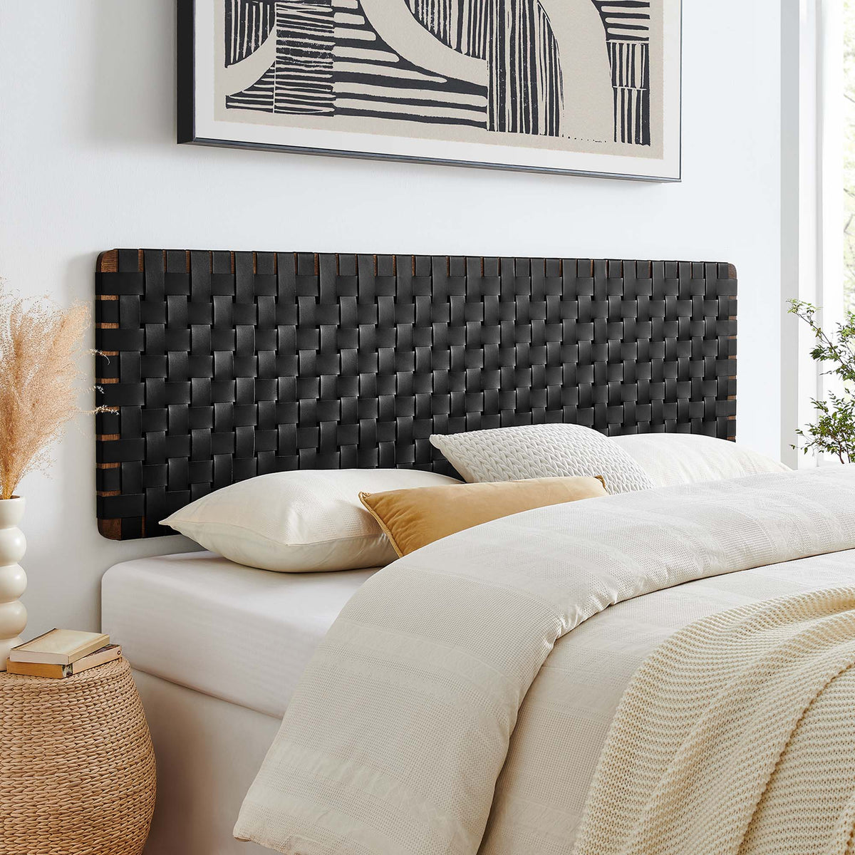 Sparta Weave Wall-Mount Vegan Leather Headboard by Modway