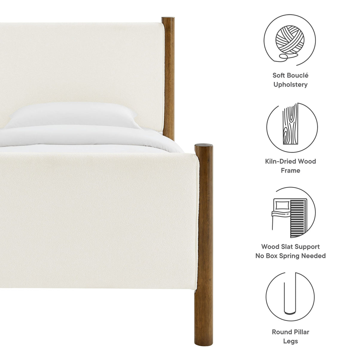 Maven Twin Size Boucle Upholstered Platform Bed by Modway