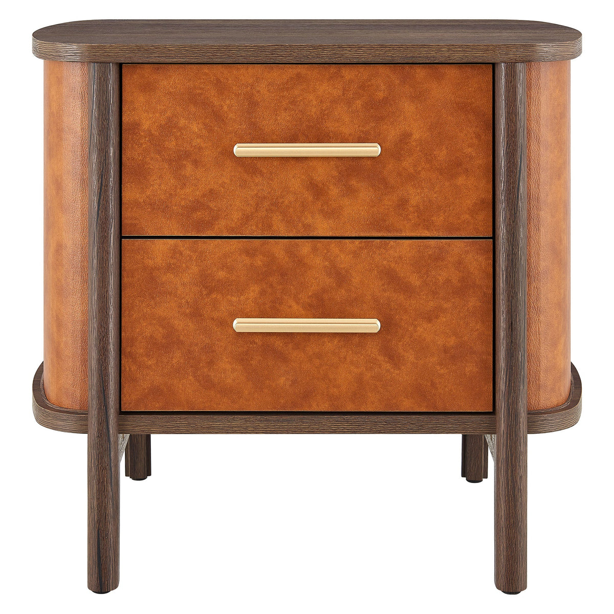 Coralie 2-Drawer Curved Vegan Leather Nightstand by Modway