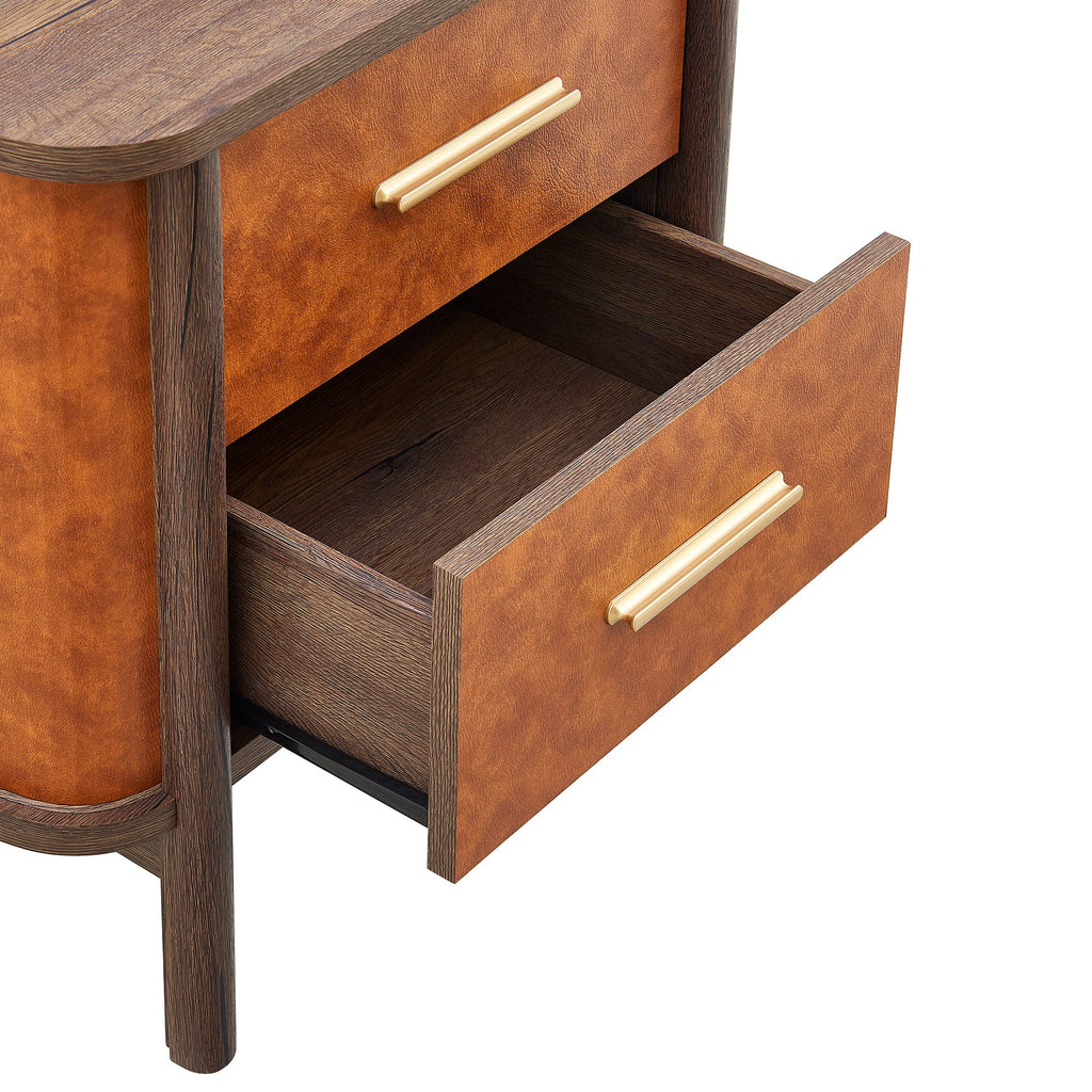Coralie 2-Drawer Curved Vegan Leather Nightstand by Modway