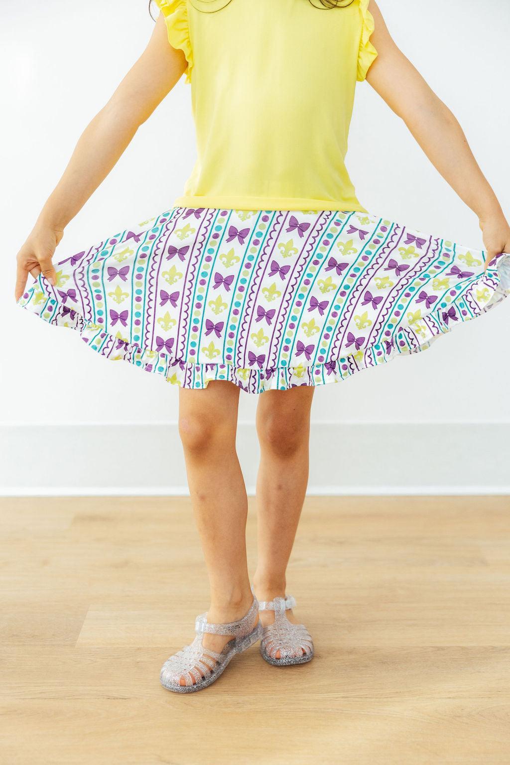 Mardi Gras Ruffle Twirl Skort