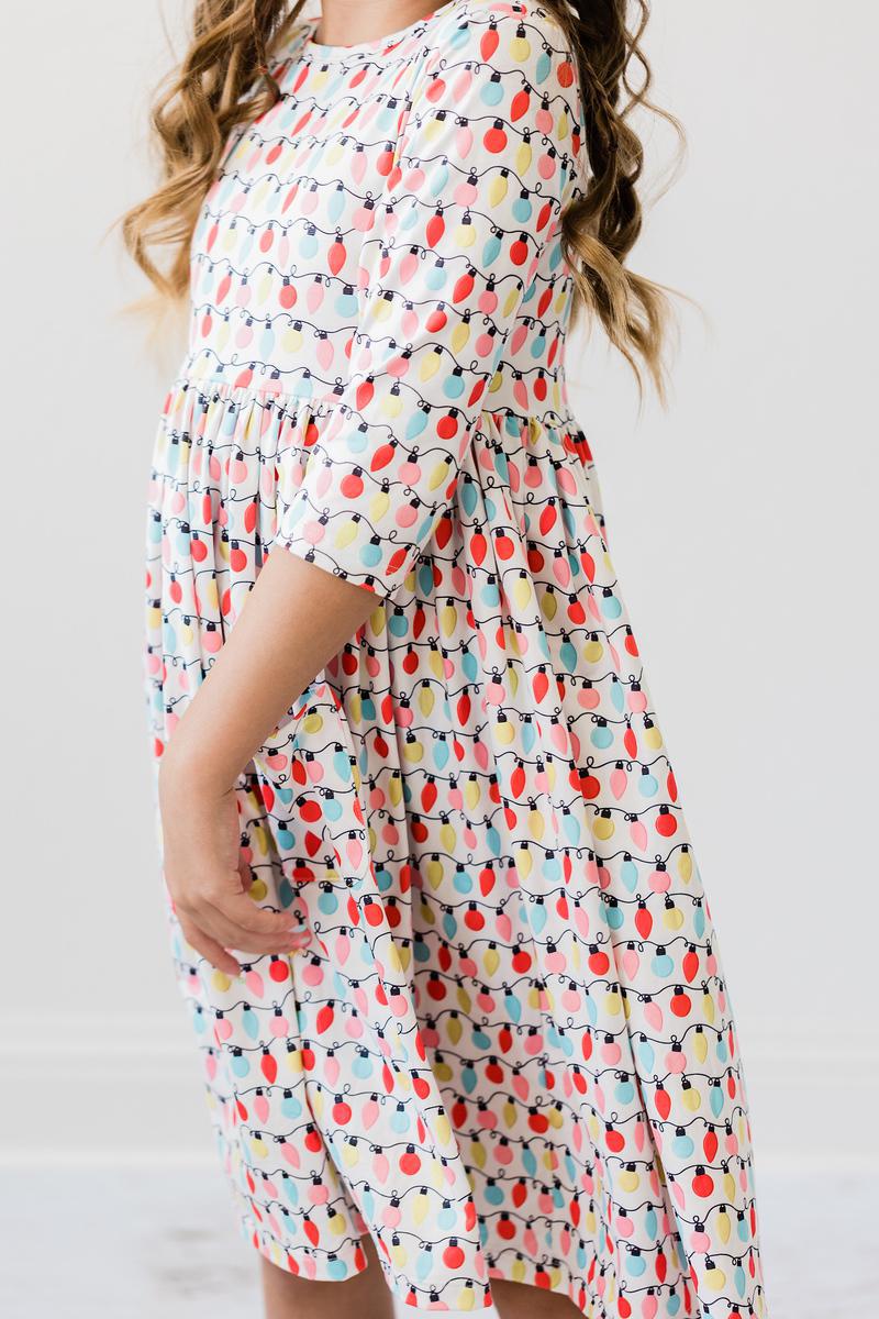 Merry & Bright 3/4 Sleeve Pocket Twirl Dress