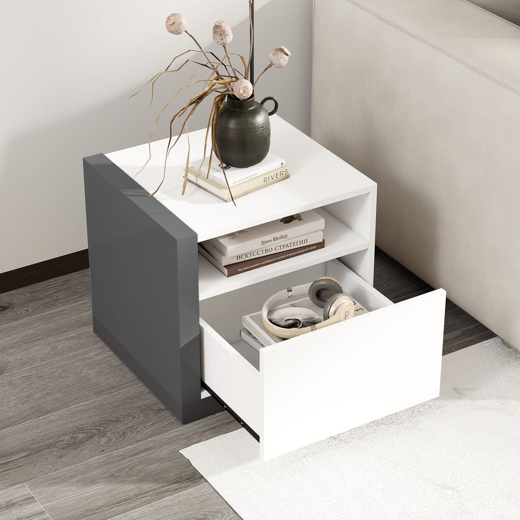 Modern Minimalist Nightstand with Drawer for Bedroom