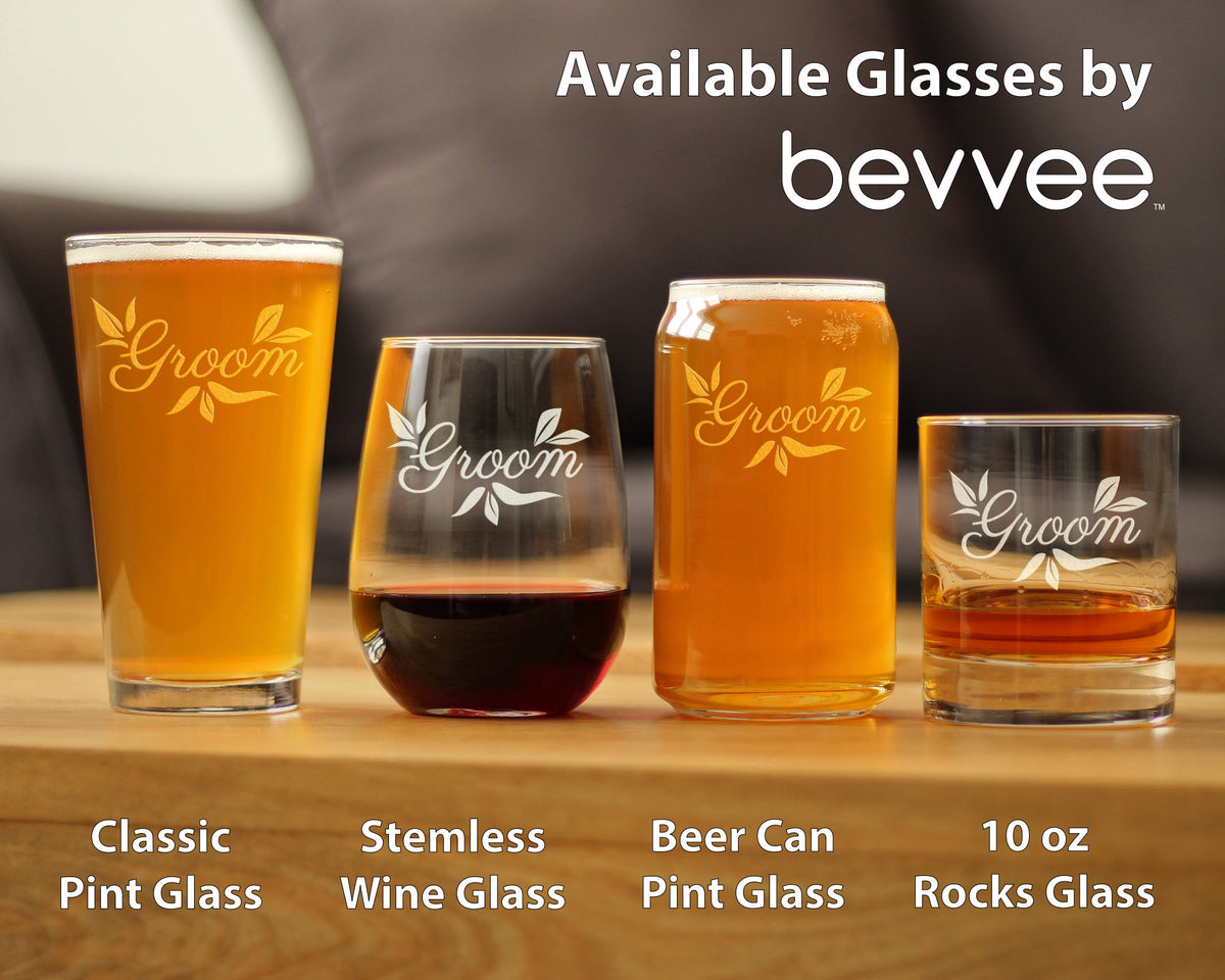 Groom Pint Glass - Unique Wedding Gift for Groom - Engraved Wedding Cup Gift