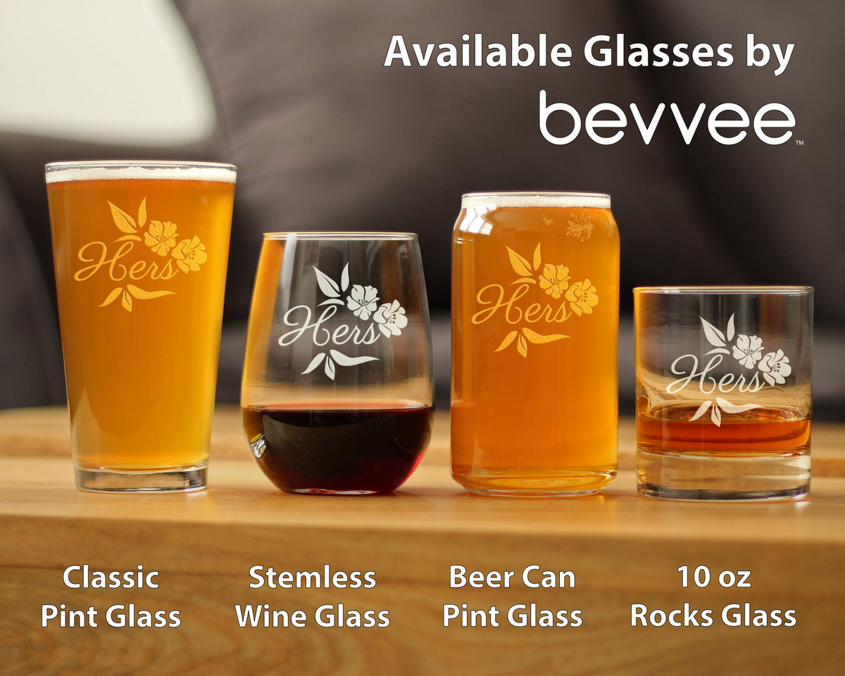 Hers Old Fashioned Rocks Glass - Unique Wedding Gift for Bride - Cute Engraved Wedding Cup Gift