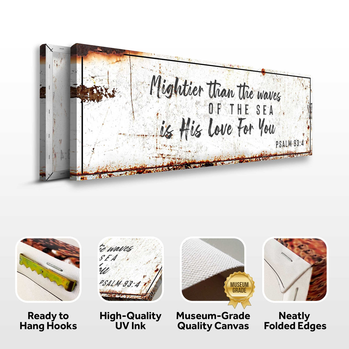 Psalm 93:4 - Mightier Than The Waves Is His Love Rustic Sign