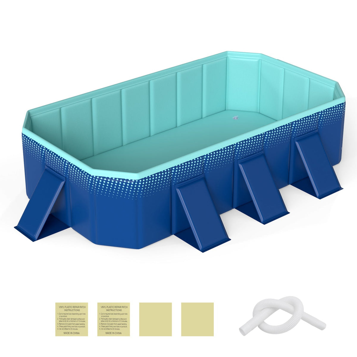 Non-Inflatable Swimming Pool Portable Around Ground Pool with 8 Support Panels