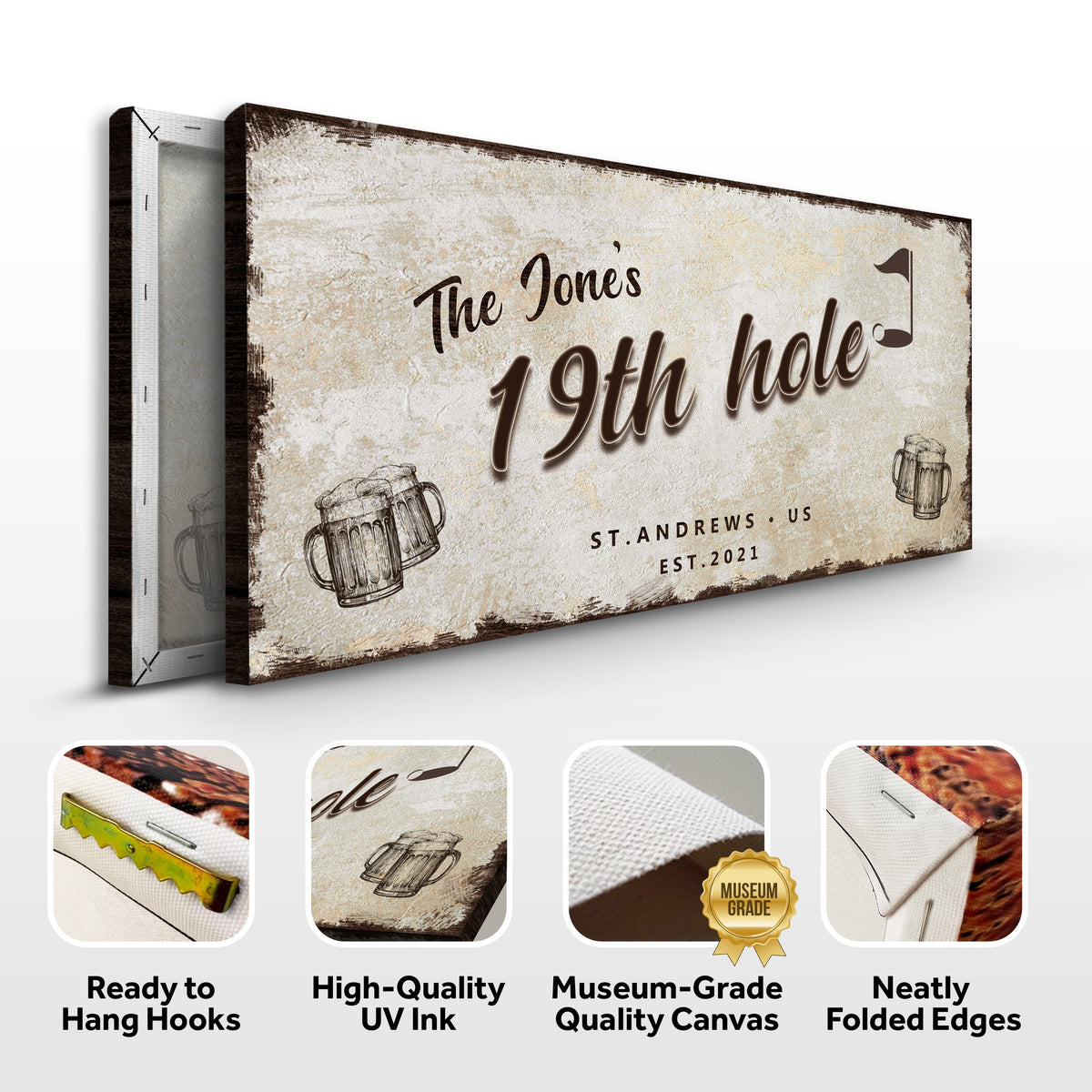 19th Hole Golf Personalized Sign III