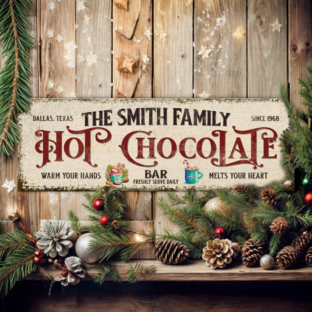 Hot Chocolate Christmas Bar Sign