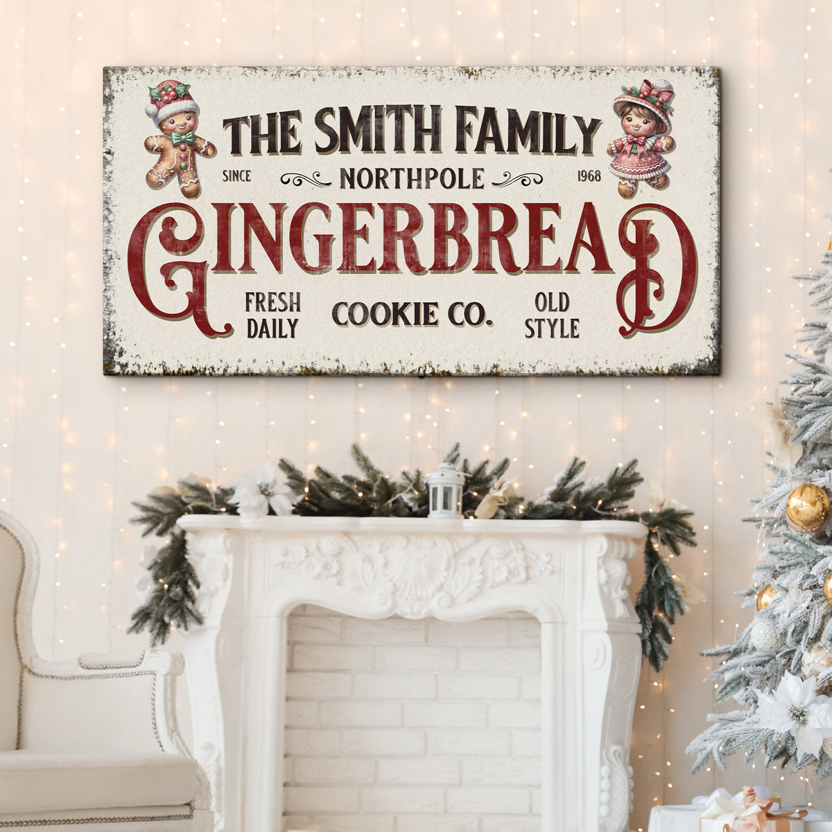 Family Gingerbread Bakery Christmas Sign