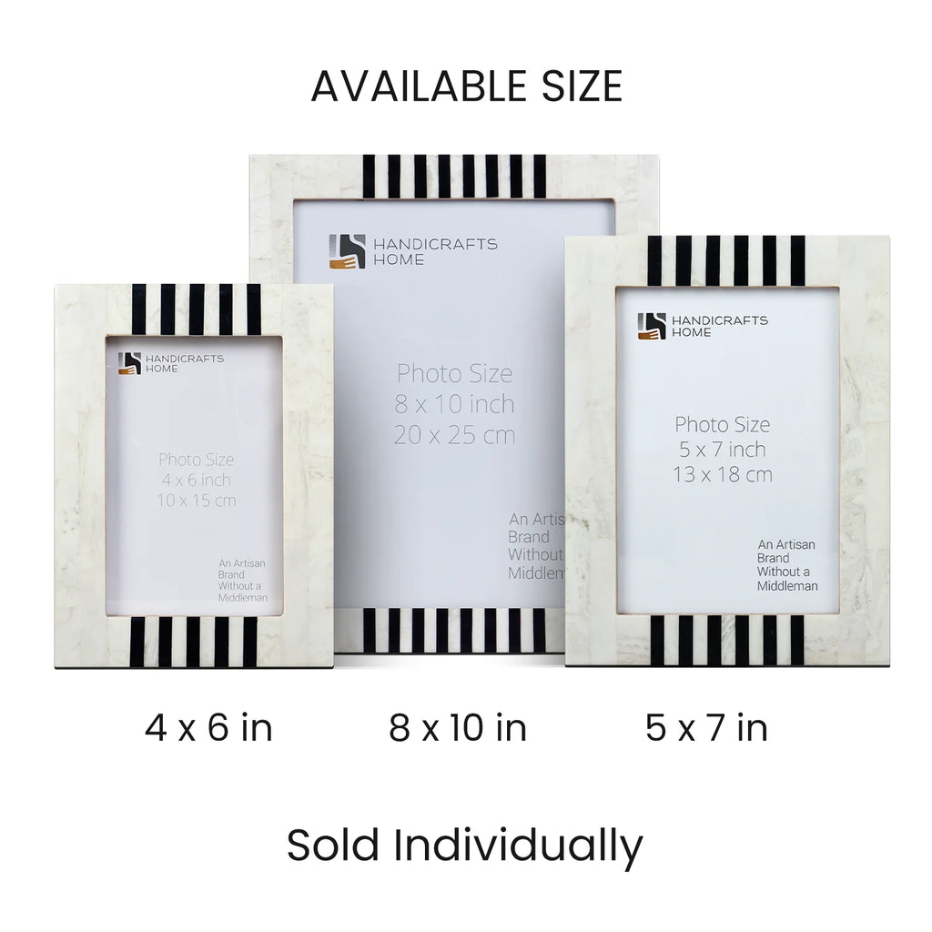 Picture Frame Contour Alto Pattern Collection Resin Inlay White & Black – 4x6, 5x7 & 8x10"