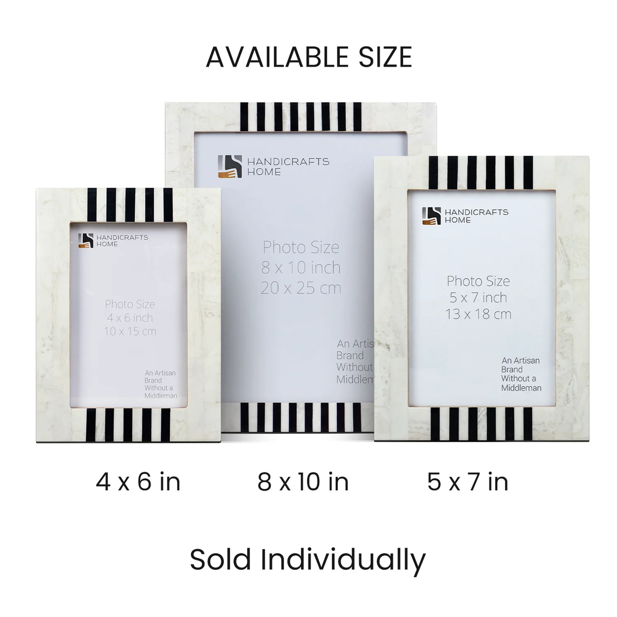 Picture Frame Contour Alto Pattern Collection Resin Inlay White & Black – 4x6, 5x7 & 8x10"