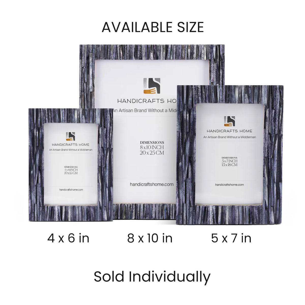 Koyala Kachcha Picture Frame | Charcoal Bone Inlay | 4x6 5x7 8x10
