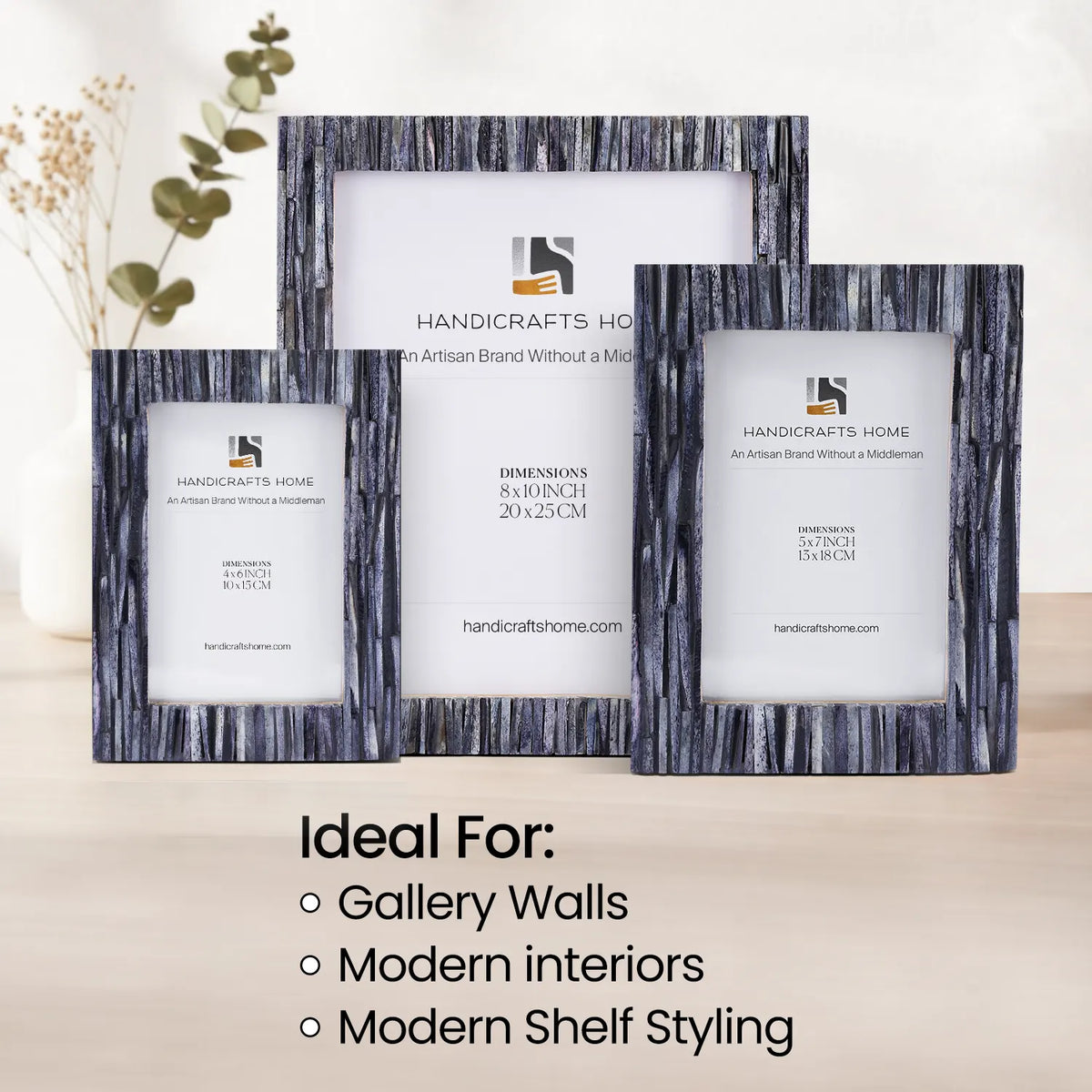 Koyala Kachcha Picture Frame | Charcoal Bone Inlay | 4x6 5x7 8x10