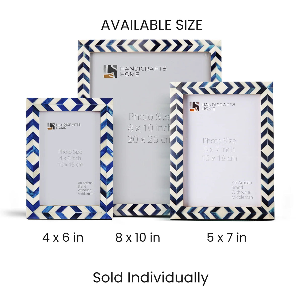 Mosaic Chevron Bone Inlay Picture Frame | 4x6 5x7 8x10
