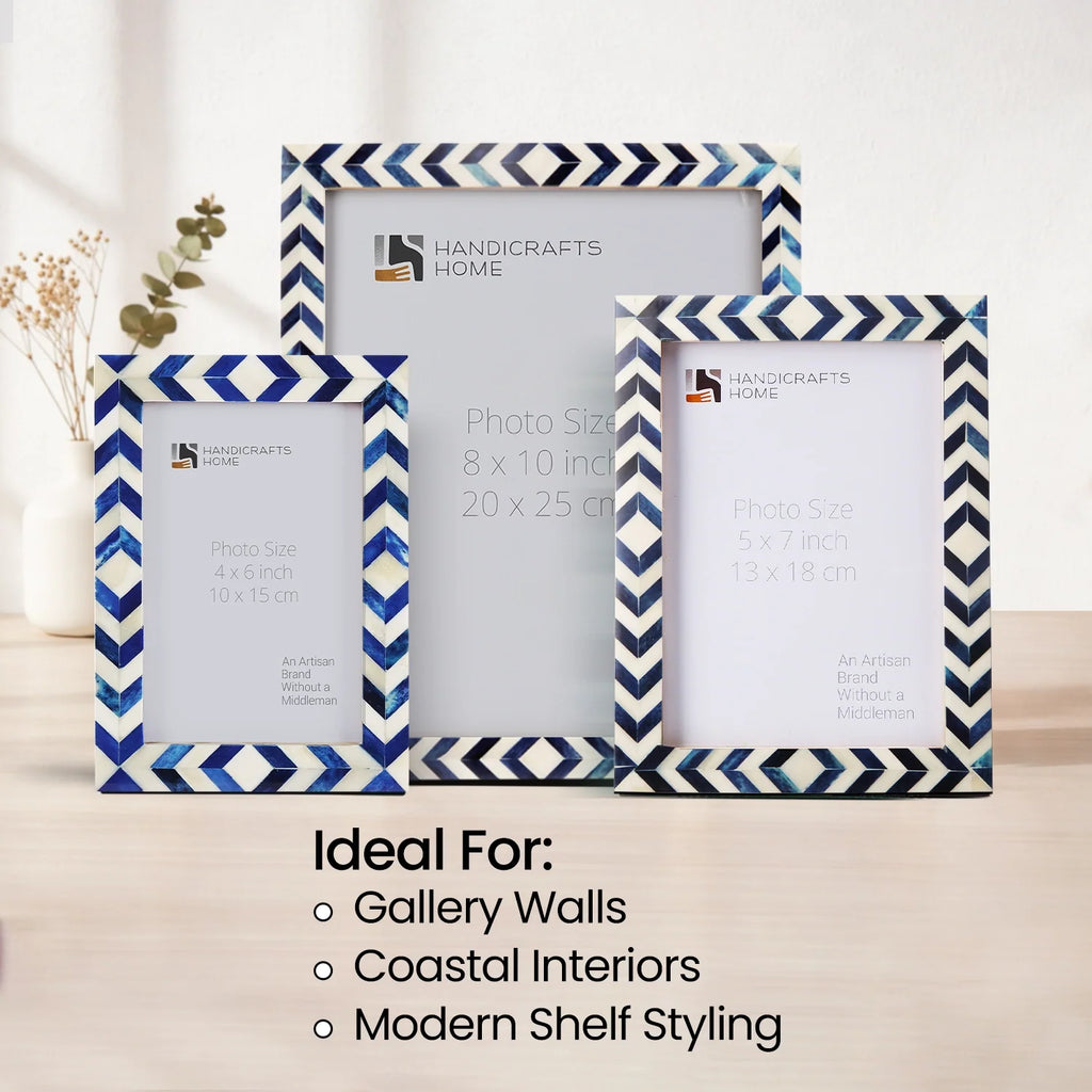 Mosaic Chevron Bone Inlay Picture Frame | 4x6 5x7 8x10