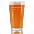Godmother Est. 2023 - Bold - Pint Glass 16 Oz, Etched Sayings, Mother's Day Gift, Baby Reveal for Godmothers