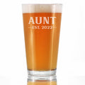 Aunt Est 2022 - New Aunties Pint Glass Gift for First Time Aunts - Bold 16 Oz Glasses