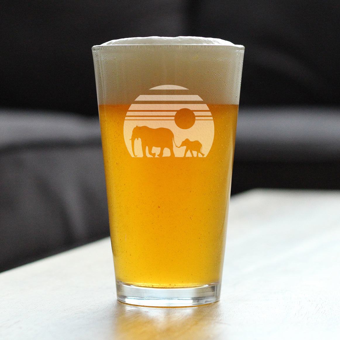 Elephant Sunset - 16 Ounce Pint Glass