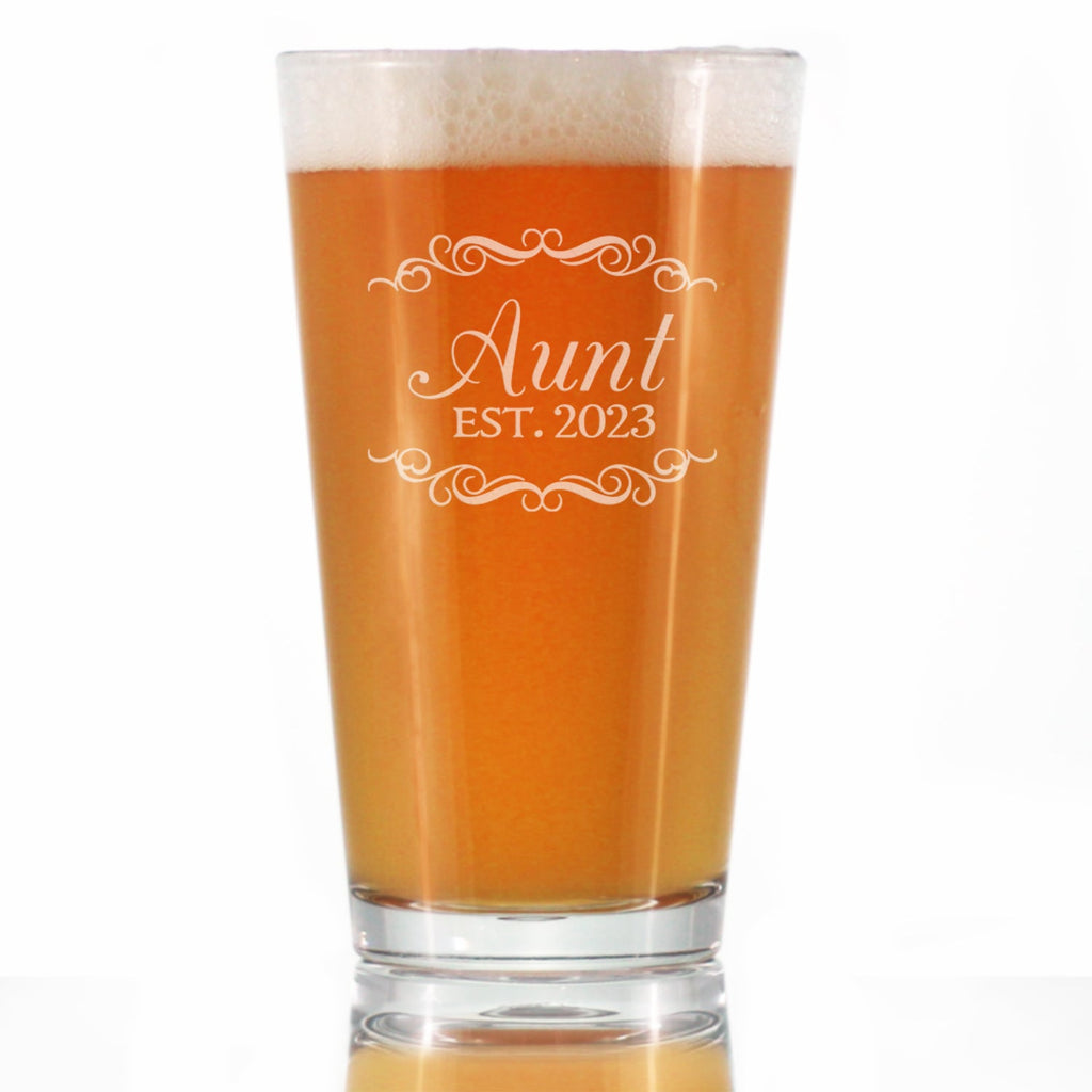 Aunt Est. 2023 - Decorative - 16 Ounce Pint Glass
