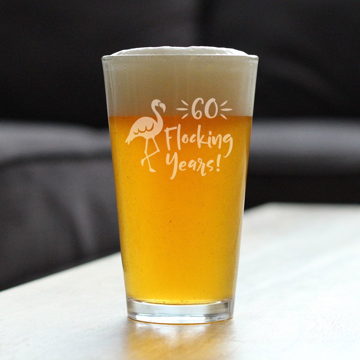 60 Flocking Years - 16 Ounce Pint Glass