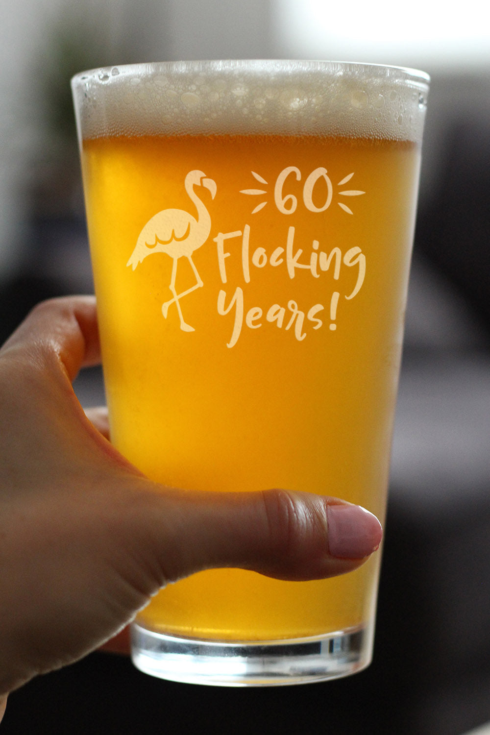 60 Flocking Years - 16 Ounce Pint Glass