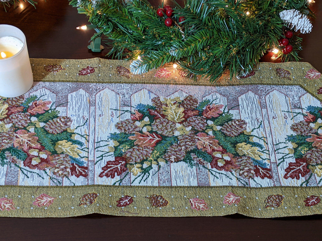 DaDa Bedding Rustic Floral Bouquet Lights Holiday Tapestry Dining Table Runner (6068)
