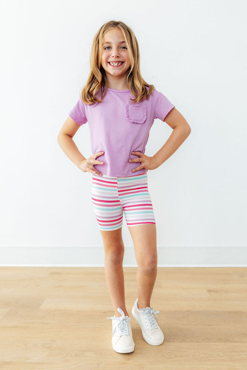 Bright Lilac Ruffle Pocket Tee
