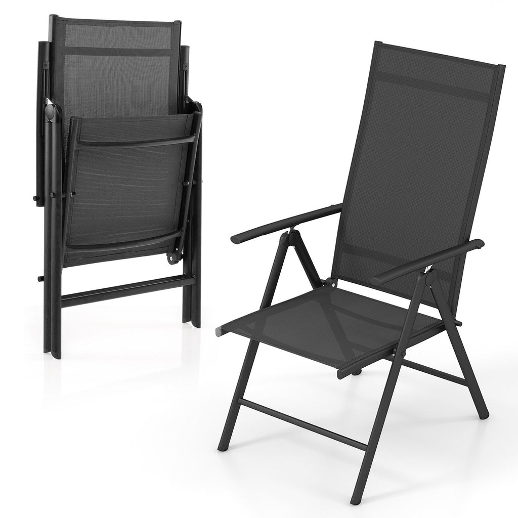 1 Piece Patio Folding Dining Chairs with 7-Level Adjustable High Backrest