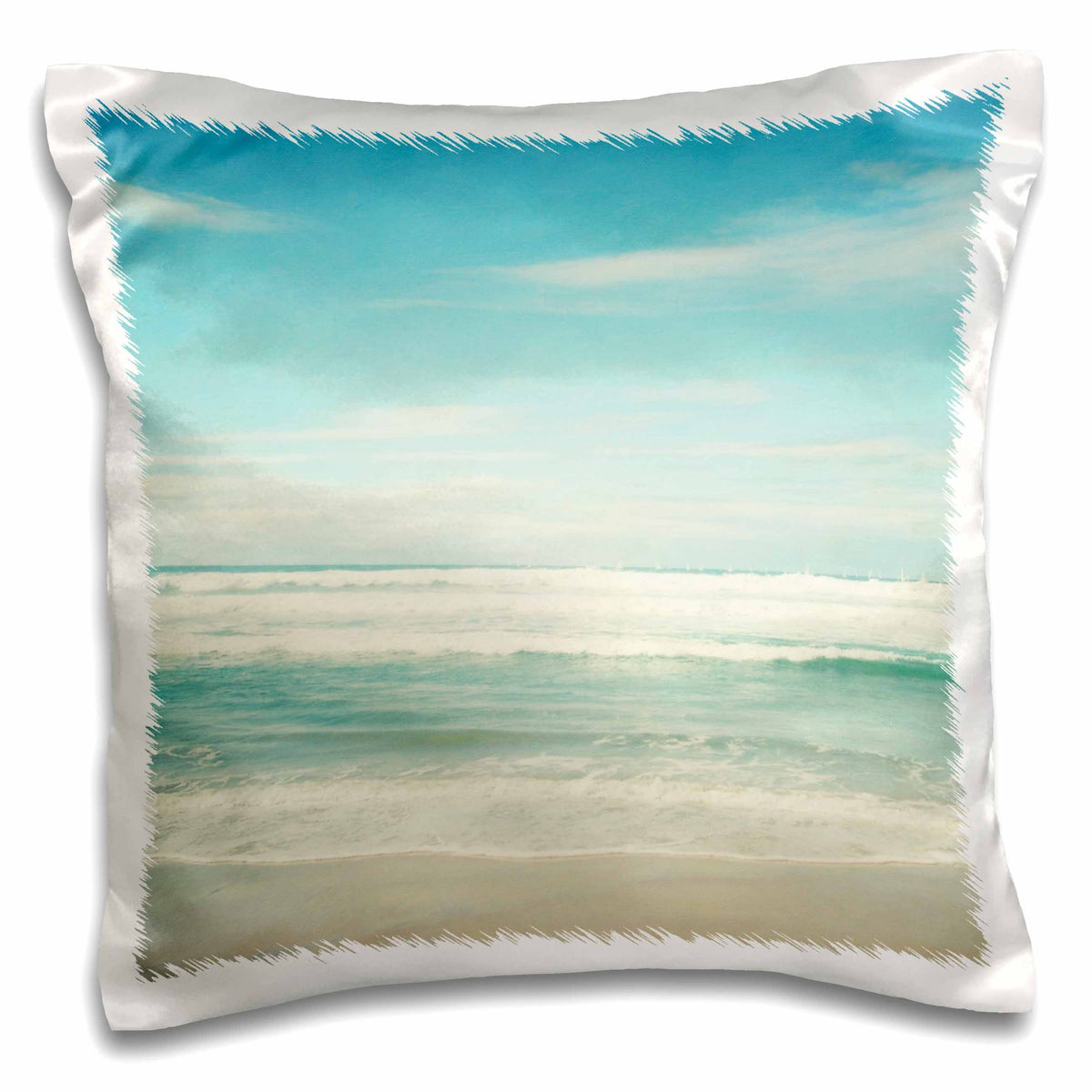 3dRose PS Beach - Gentle Ocean Waves beach theme art - Pillow Cases (pc_164479)