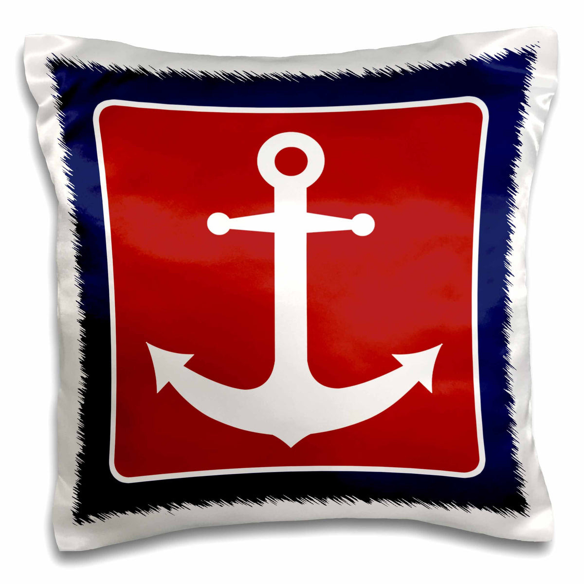 3dRose Janna Salak Designs Nautical - Red White and Blue Nautical Anchor Design - Pillow Cases (pc_165796)