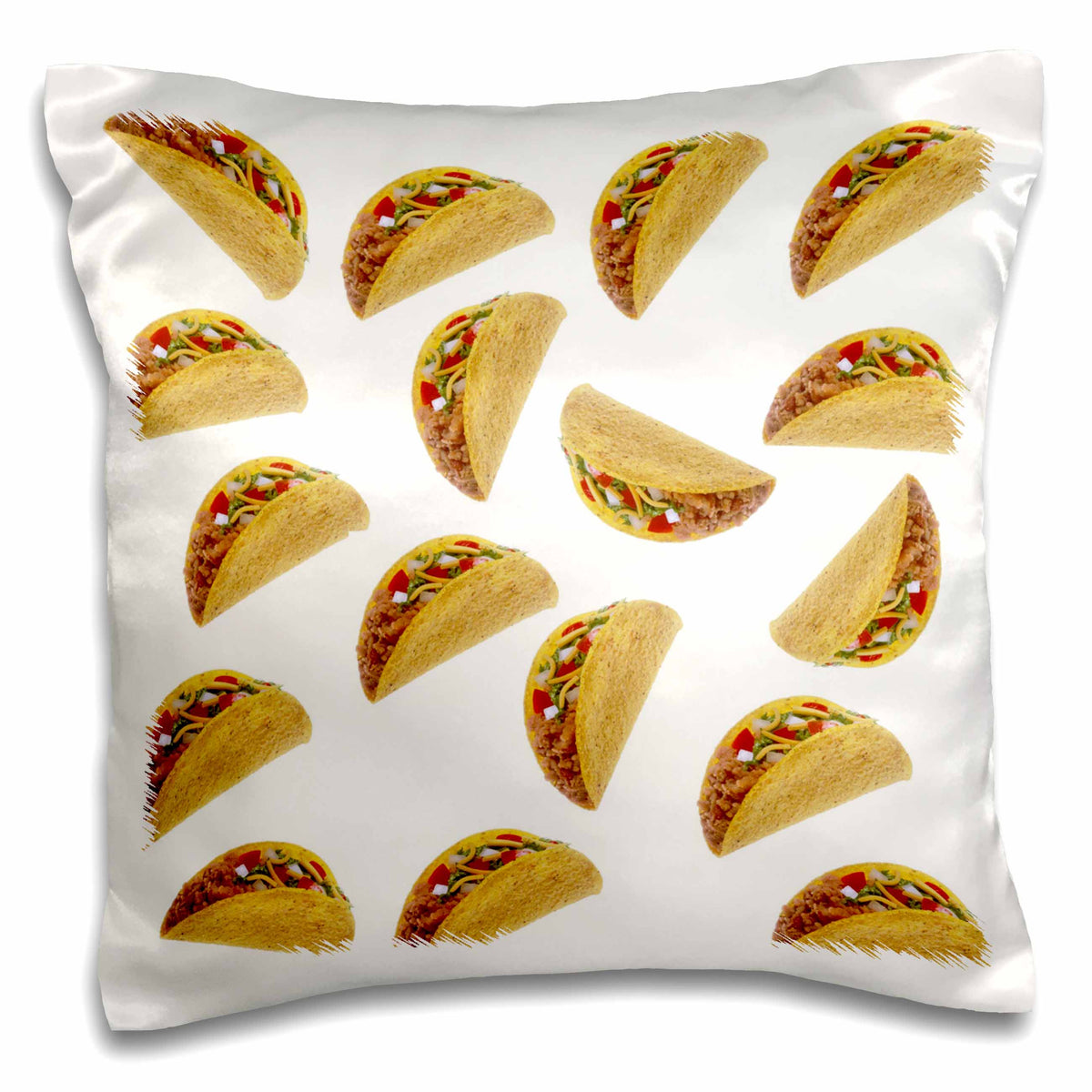 3dRose Florene - Décor III - Print of Tacos Toss Repeat Pattern - Pillow Cases (pc_221648)